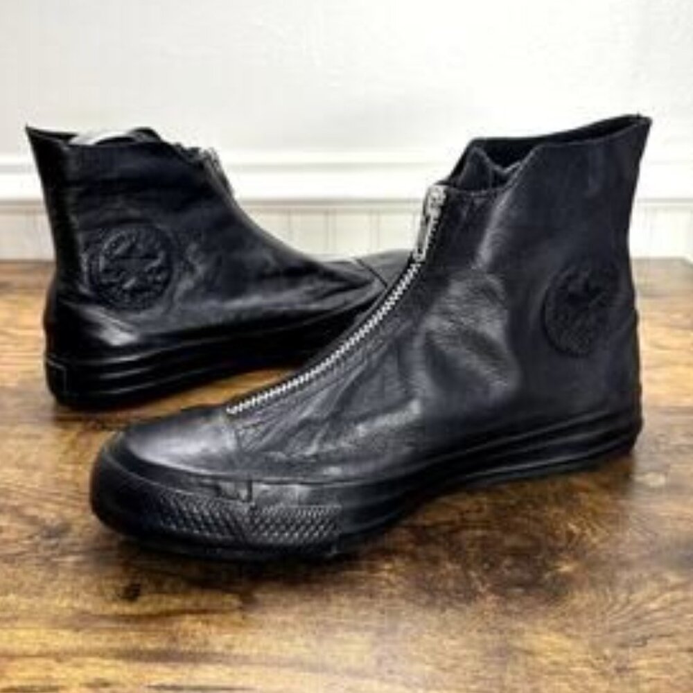 Converse Chuck Taylor All Star Shroud Leather Hi Top Zip Monochrome BLACK - Picture 11 of 17